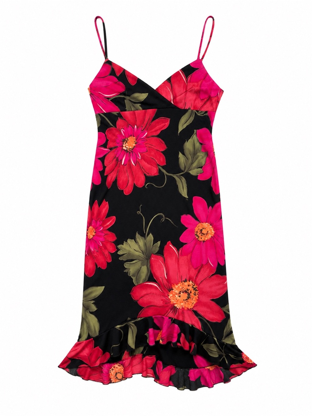 City Triangles Vintage Y2K Floral Midi Dress Ruffle Hem Whimsigoth Fairycore S
